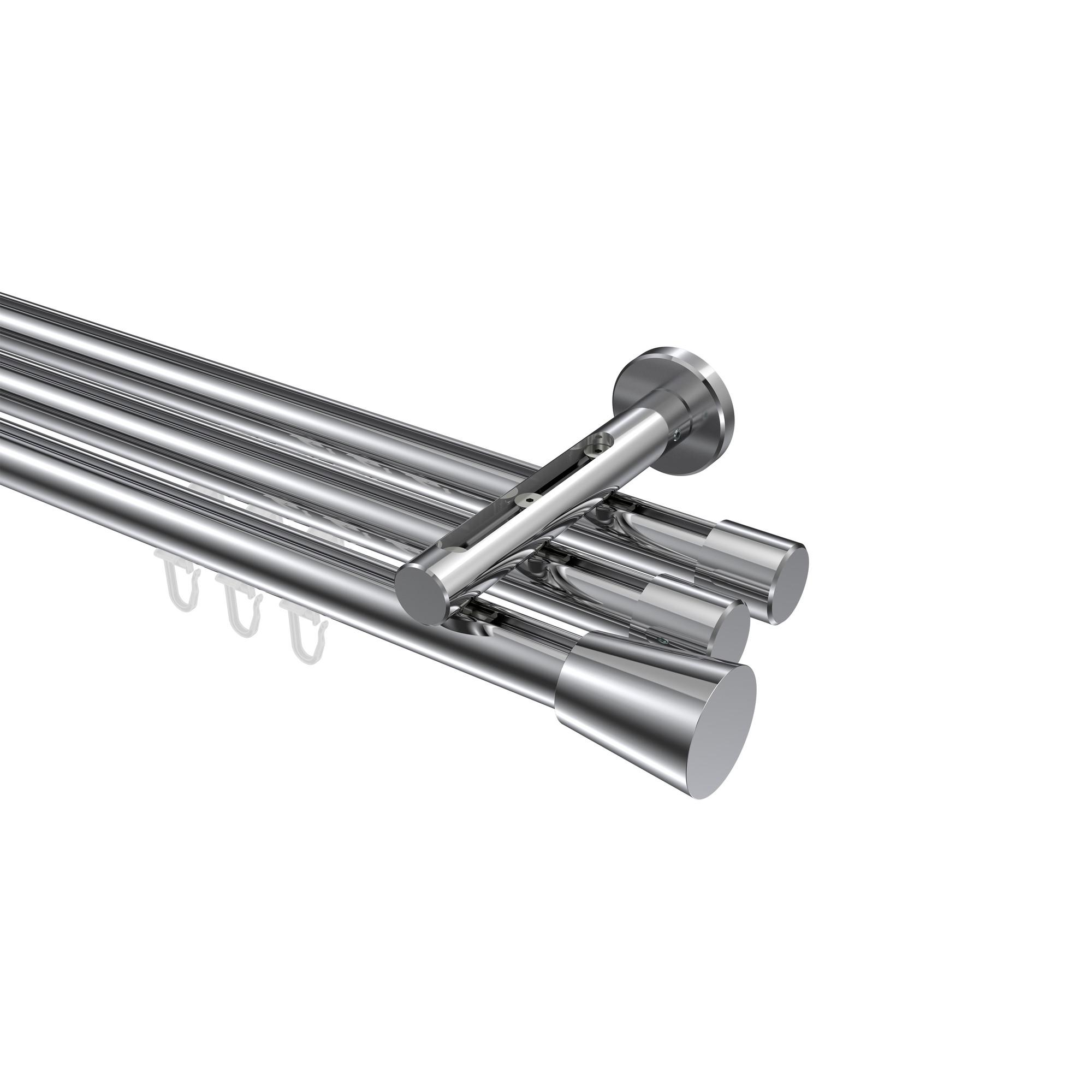 GARDINENSTANGE INNENLAUF Siteno Sitra 320 cm (geteilt in 2 x 160 cm), 3-läufig, 20 mm Ø Chrom - Chromfarben, Metall (320cm) - INTERDECO