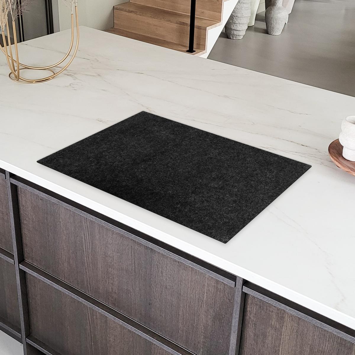 HERDABDECKPLATTE Granit - Schwarz - Granitstruktur - Dunkel Ceranfeldabdeckung 80x52 cm - Schwarz, Kunststoff (80/52/0.2cm) - MuchoWow