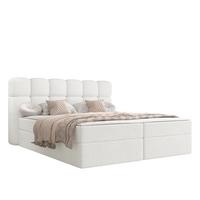 BOXBETT Softi 2 Boucle - H3 - Creme/Schwarz, Holz/Holzwerkstoff (180/200cm) - MIRJAN24