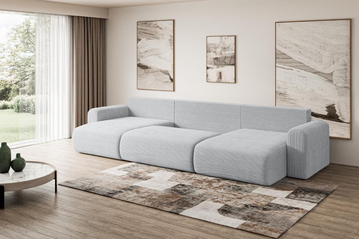 WOHNLANDSCHAFT mit Schlaffunktion und Bettkasten ORRO-U - 362x145x83 cm Grau Cord - Schwarz/Grau, Holzwerkstoff/Kunststoff (362/83/145cm) - ALTDECOR