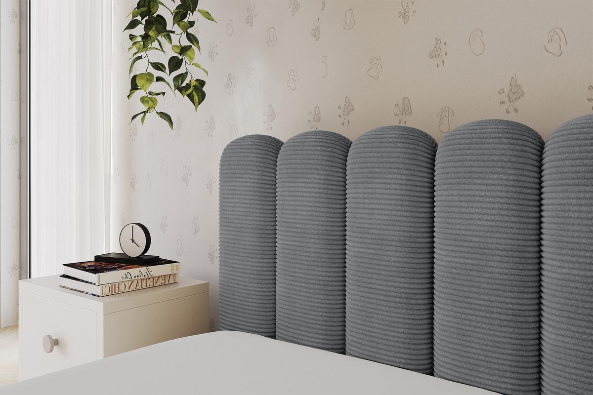EINZELLBETT Jugendbett mit Bettkasten und Matratze H3/H4, Rechts - HUGY 100x200 Dunkelgrau - Graphitfarben, Holzwerkstoff/Textil (100/200cm) - ALTDECOR