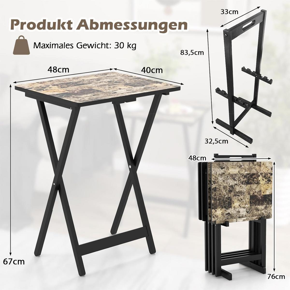 GARTENTISCH Schwarz(4-teilig) - Schwarz, Holzwerkstoff (40/48/67cm) - COSTWAY