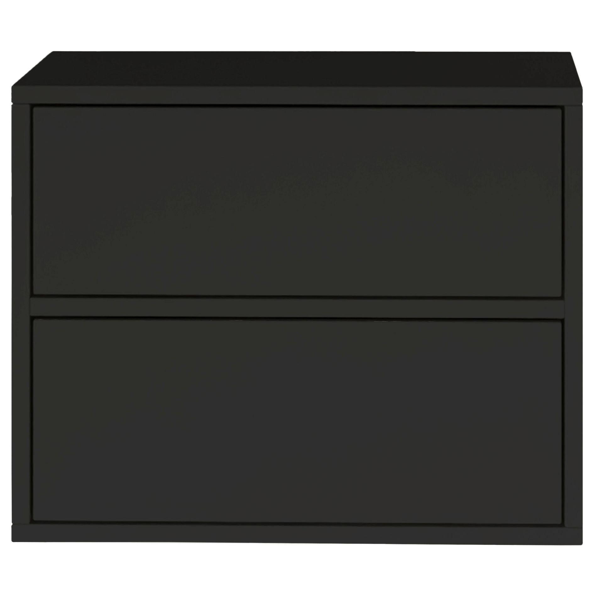 NACHTTISCH hängend Framme Schwarz mit 2 Schubladen, 50 cm - Schwarz, Holzwerkstoff (50/40/36cm) - Selsey