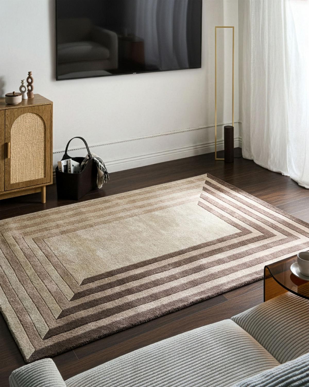 TEPPICH Beige 160/230 cm Viskose Sarai - Beige, Textil (160/230cm) - Beliani