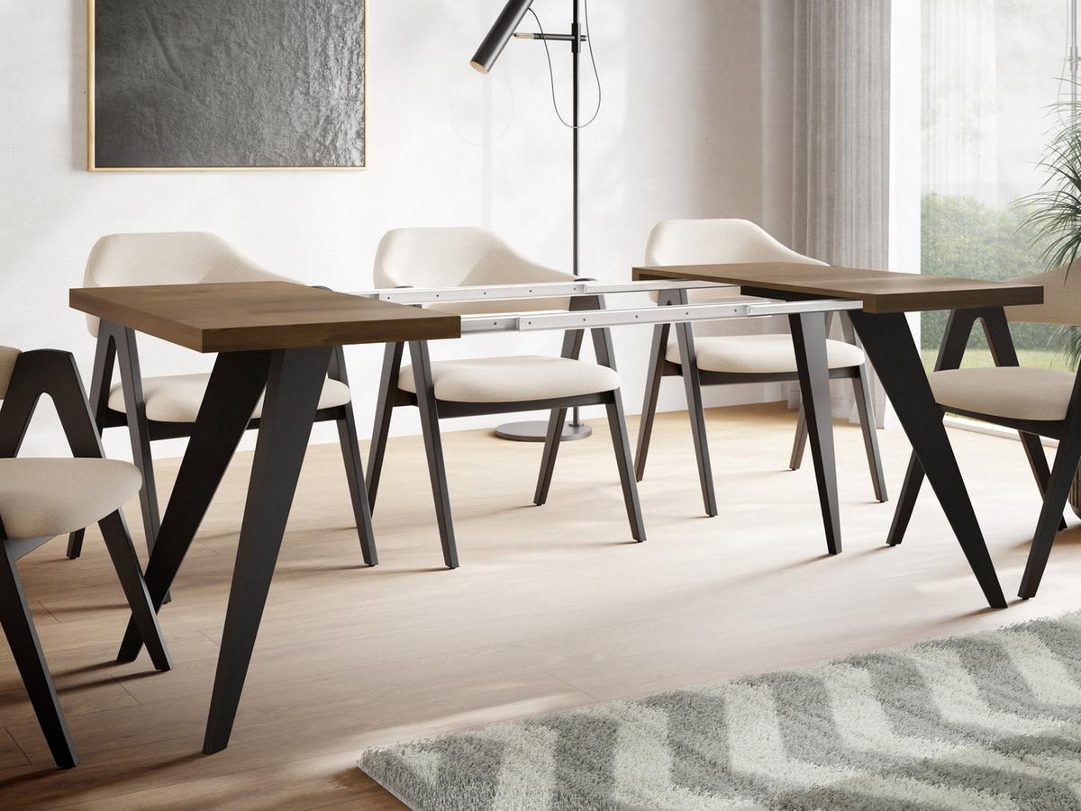 ESSTISCH Quadro quadratischer ausziehbarer, Lefkas Eiche 100-150/100/76 cm - Alteiche/Schwarz, Holz/Holzwerkstoff (100/150/76cm) - WFL GROUP