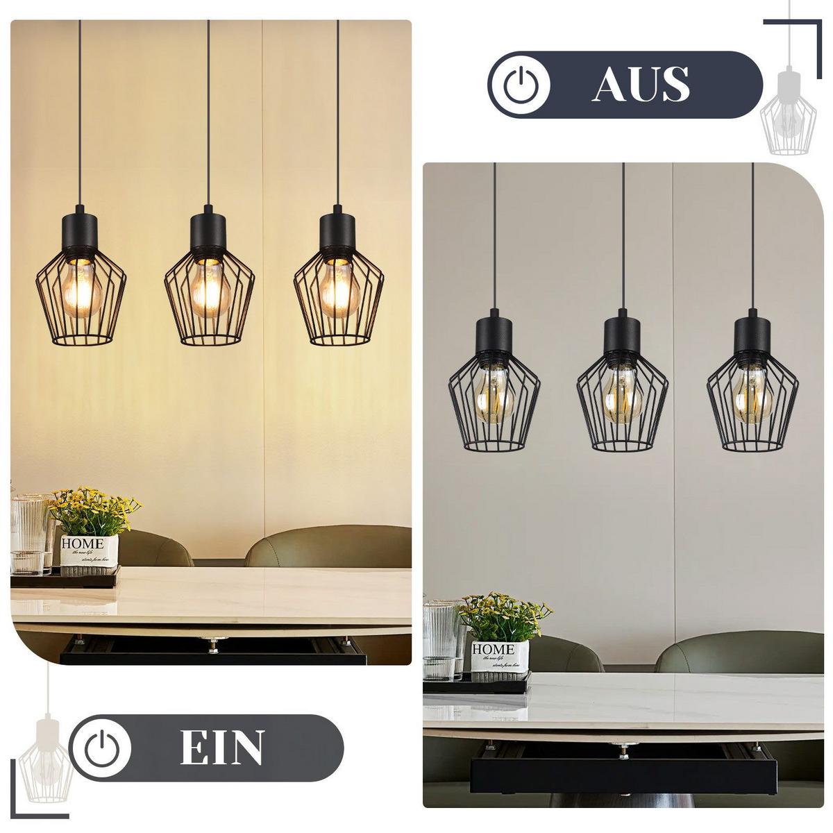 PENDELLEUCHTE Ziel 3-flammig 50/12/150 cm - Schwarz, Metall (50/12/150cm) - Nettlife
