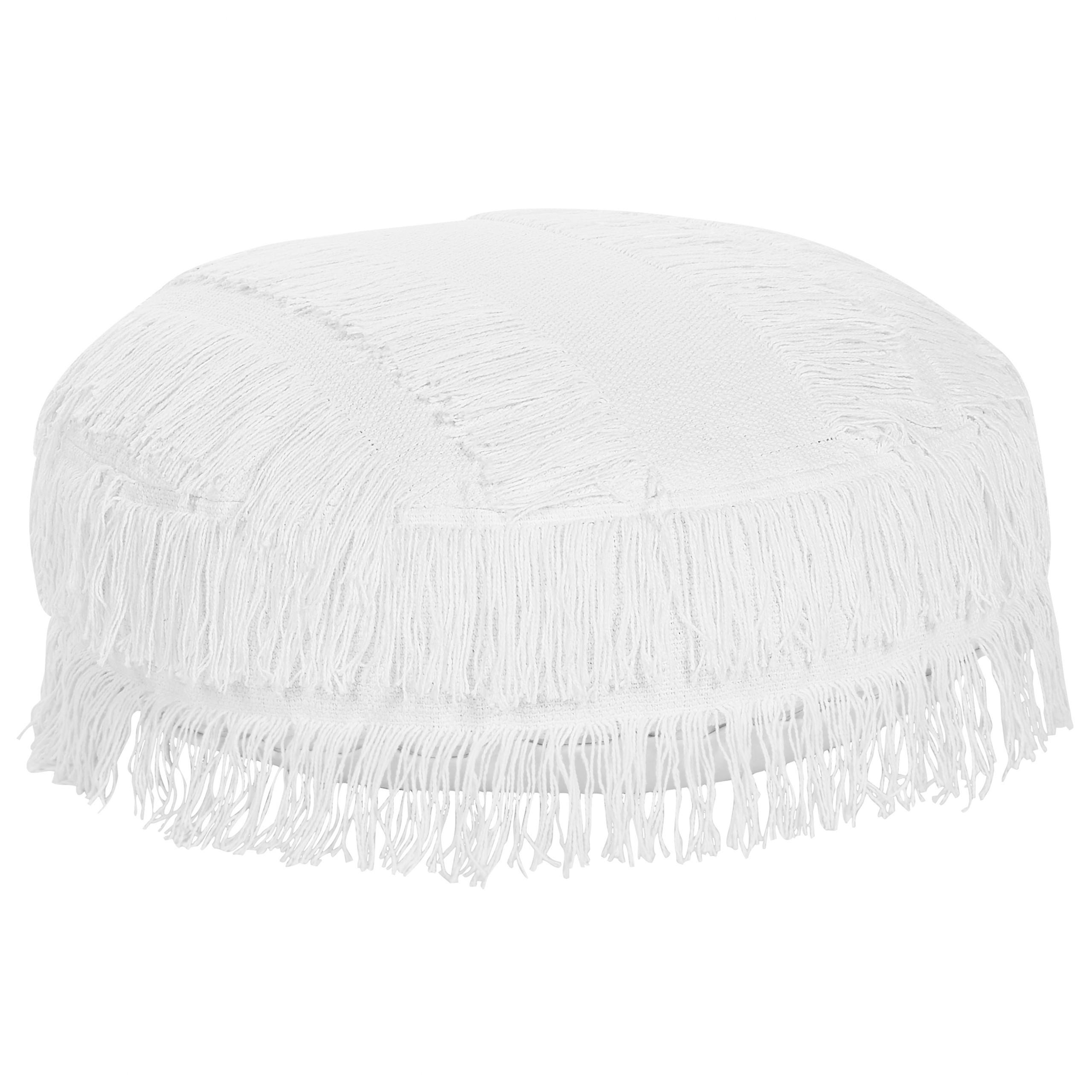 POUF Oulad 50/50/20 cm - Weiß, Naturmaterialien/Textil (50/20/50cm) - Beliani