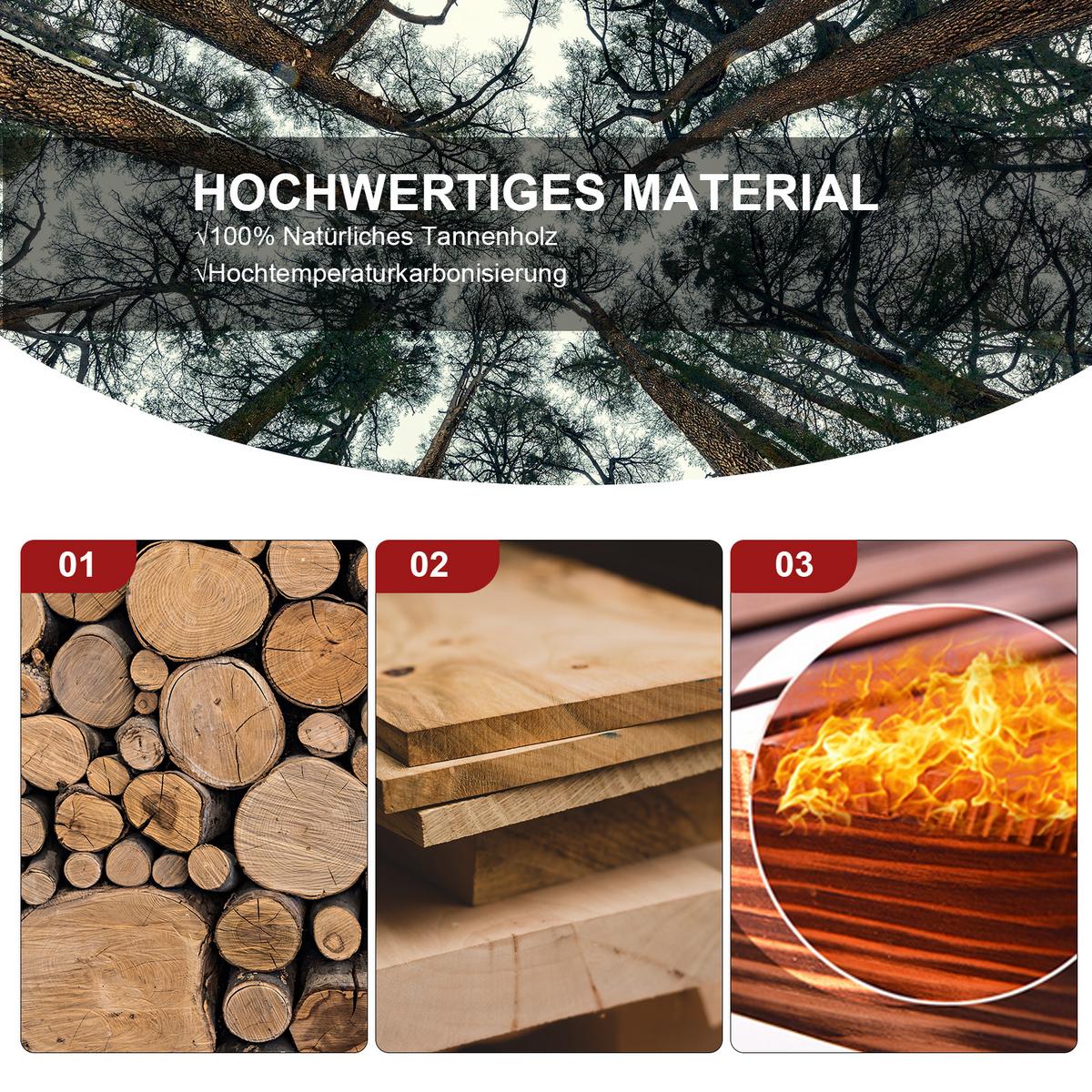 GARTENBANK mit Tisch, 157 x 88 x 103 cm, Massivholz, Braun - Braun, Holz (88/103/157cm) - Outsunny