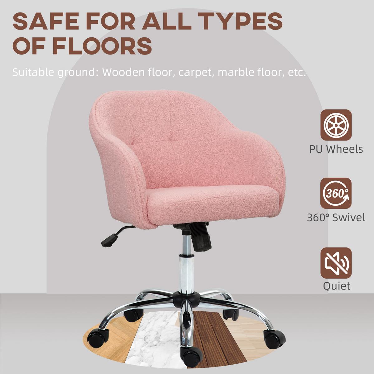 BÜROSTUHL Polyester Kunstleder Rosa - Rosa, Kunststoff (61/86/56cm) - HOMCOM