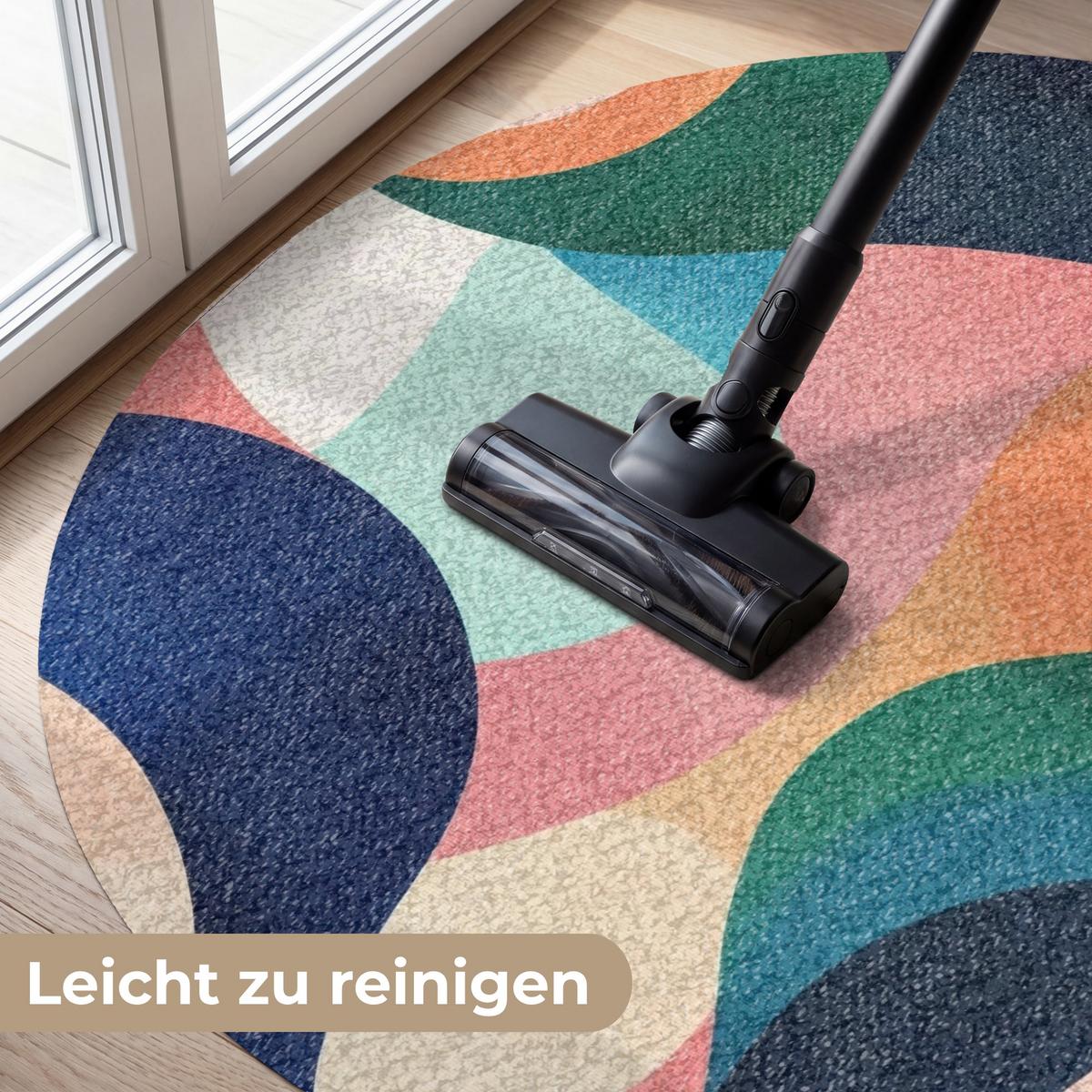 FUSSMATTE Abstrakt - Blau - Rosa Fußabtreter 120x120 cm - Multicolor, Kunststoff (120/0.4cm) - MuchoWow