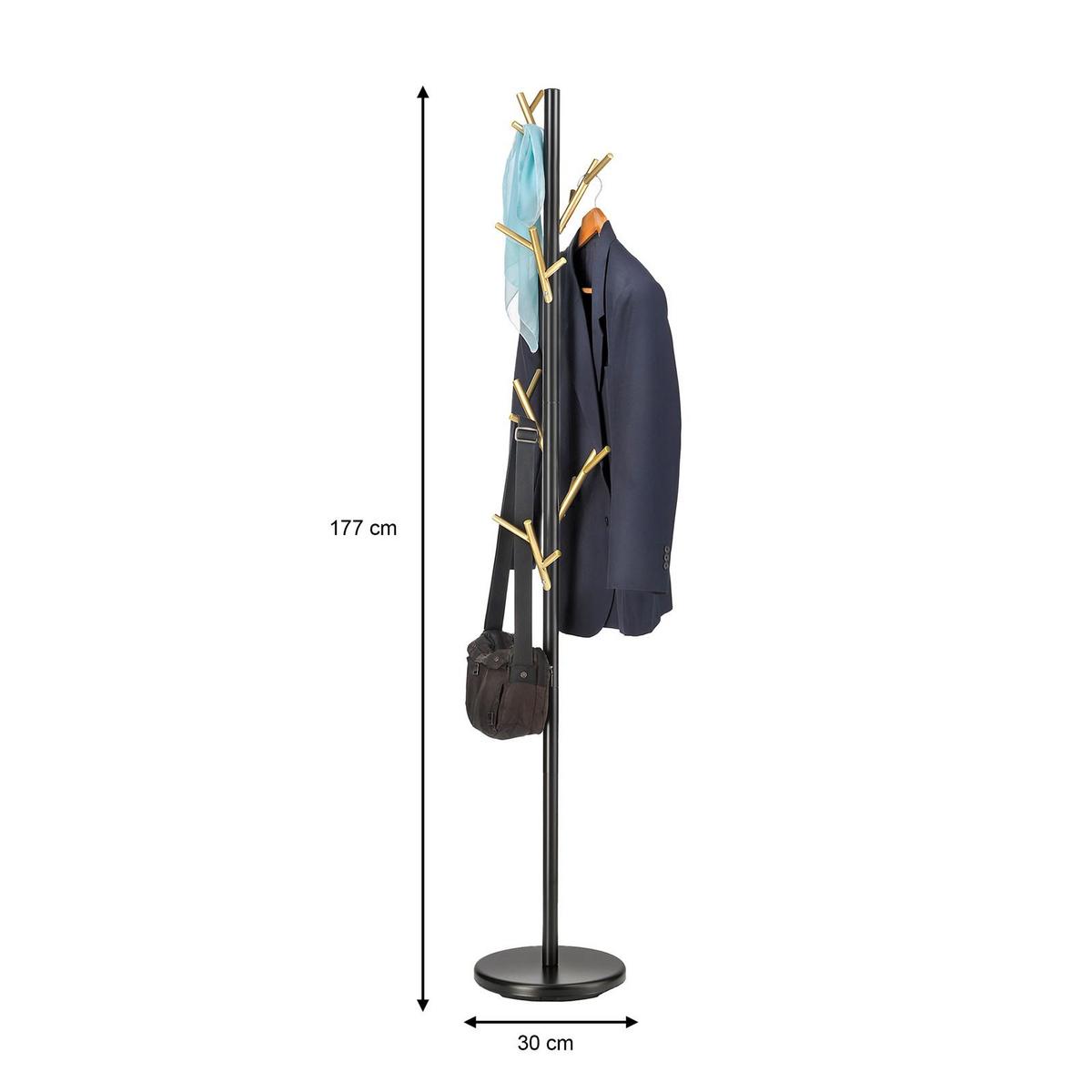 KLEIDERSTÄNDER ZENO schwarz/gold - Goldfarben/Schwarz, Metall (30/177/30cm) - IDIMEX