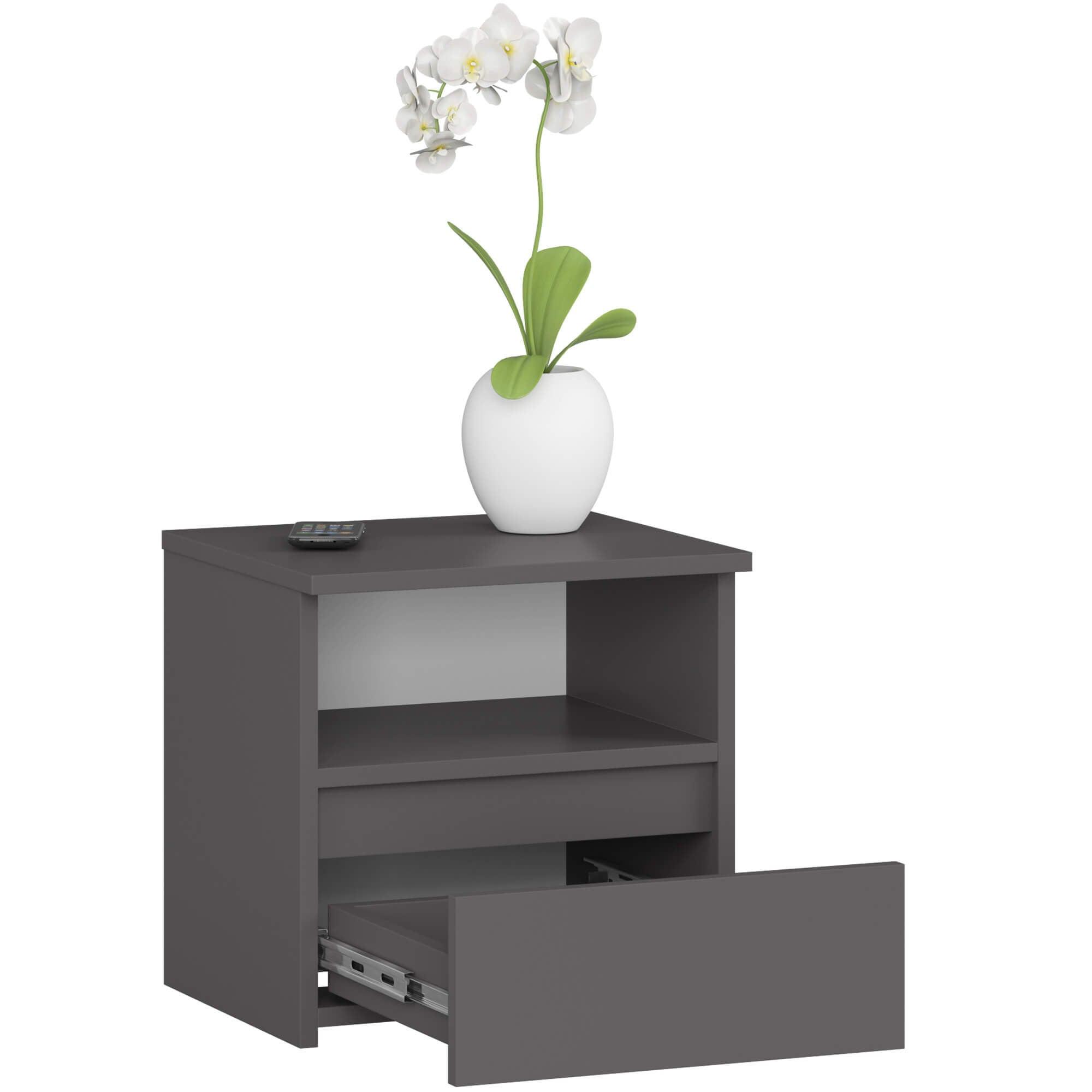 NACHTTISCH Graphit Grau 40/40/35 - Graphitfarben, Holzwerkstoff (40/40/35cm) - RAUMHIRSCH FURNITURE