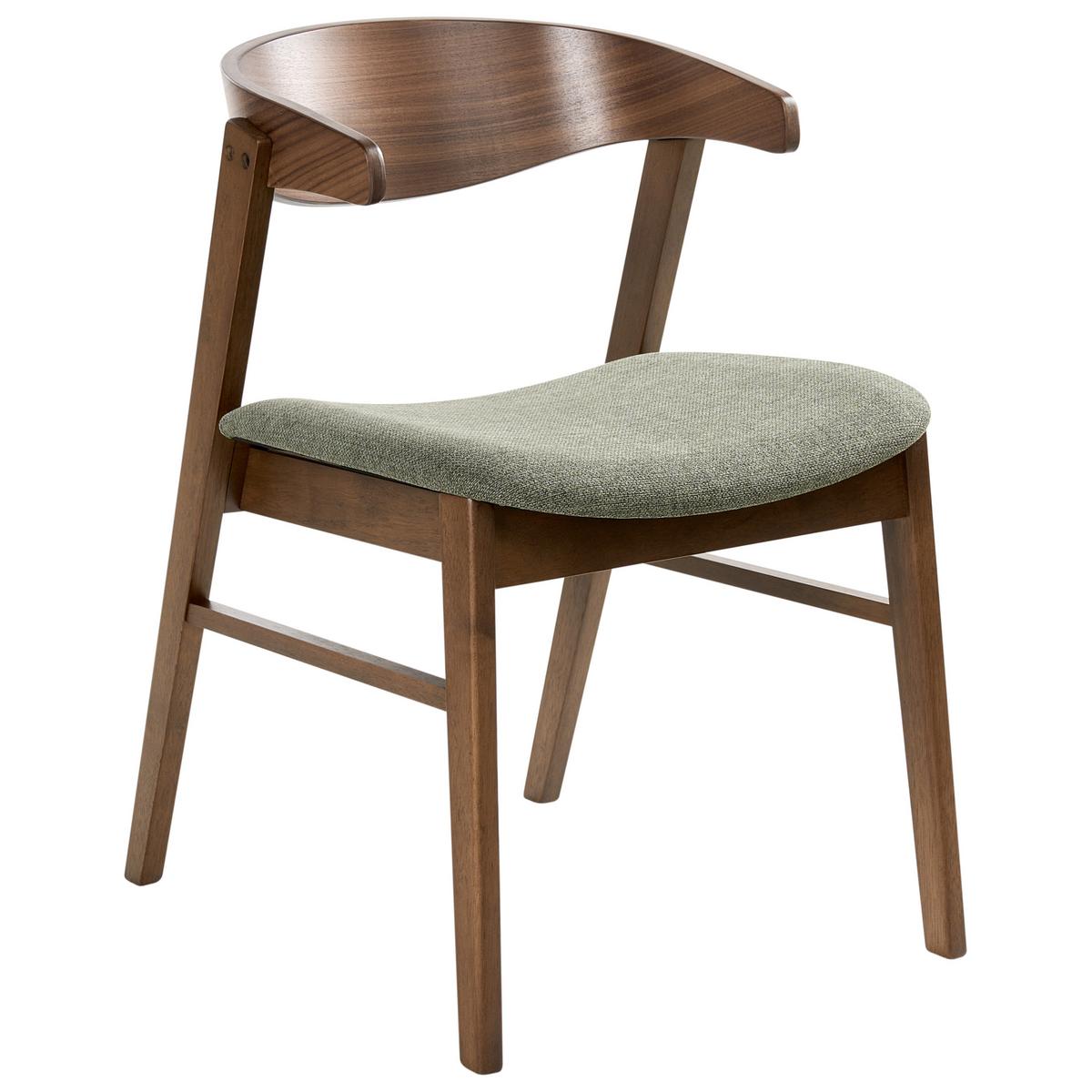 ESSZIMMERSTUHL 2er-Set Stoff Dunkelgrün/Braun Lilly - Braun/Grün, Holz (49/73/59cm) - Beliani