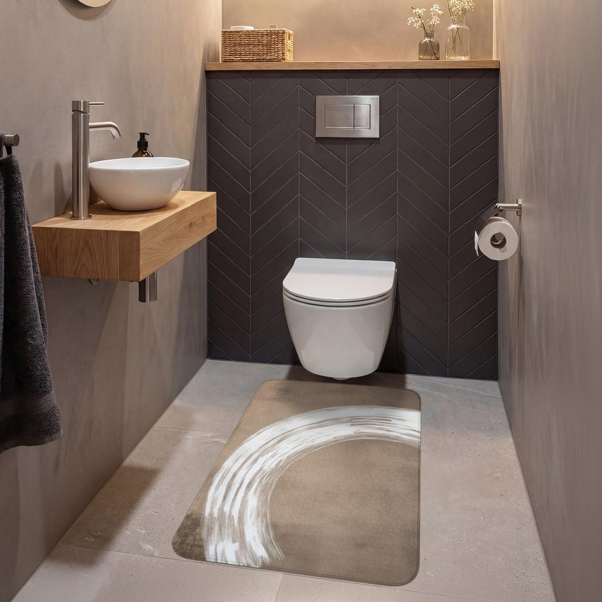 WC-VORLEGER Farbe - Braun - Japandi Toilettenvorleger 60x90 cm - Mokka, Textil (60/1cm) - OnlyWow
