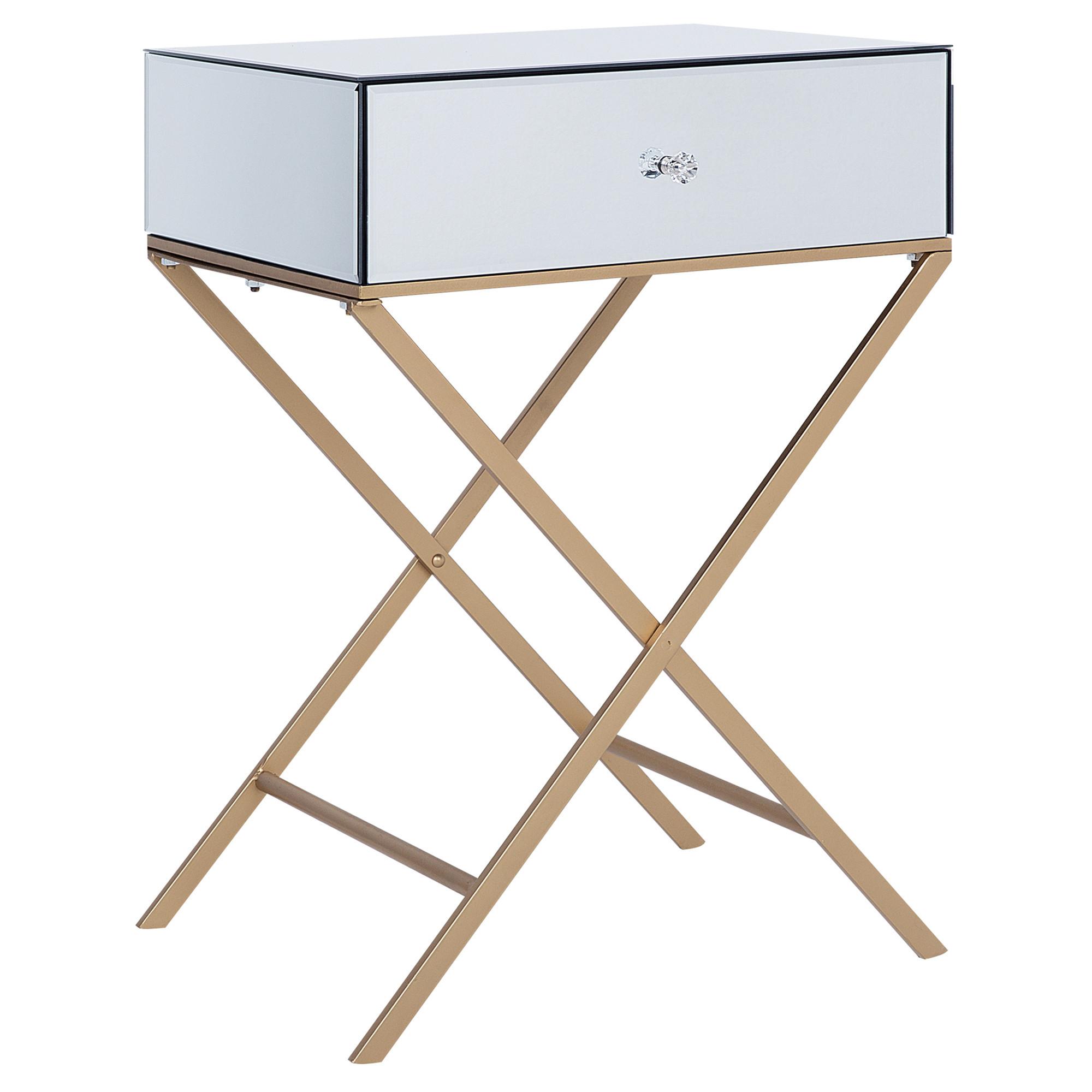 BEISTELLTISCH Spiegeleffekt rechteckig 40/50 cm Vivy - Silberfarben/Goldfarben, Glas (40/50/70cm) - Beliani