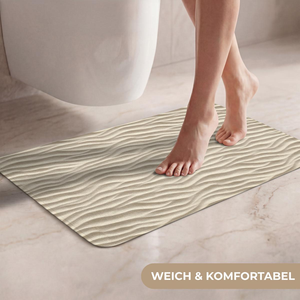 WC-VORLEGER Sand - Wellen - Beige Toilettenvorleger 60x40 cm - Beige, Textil (60/1cm) - OnlyWow