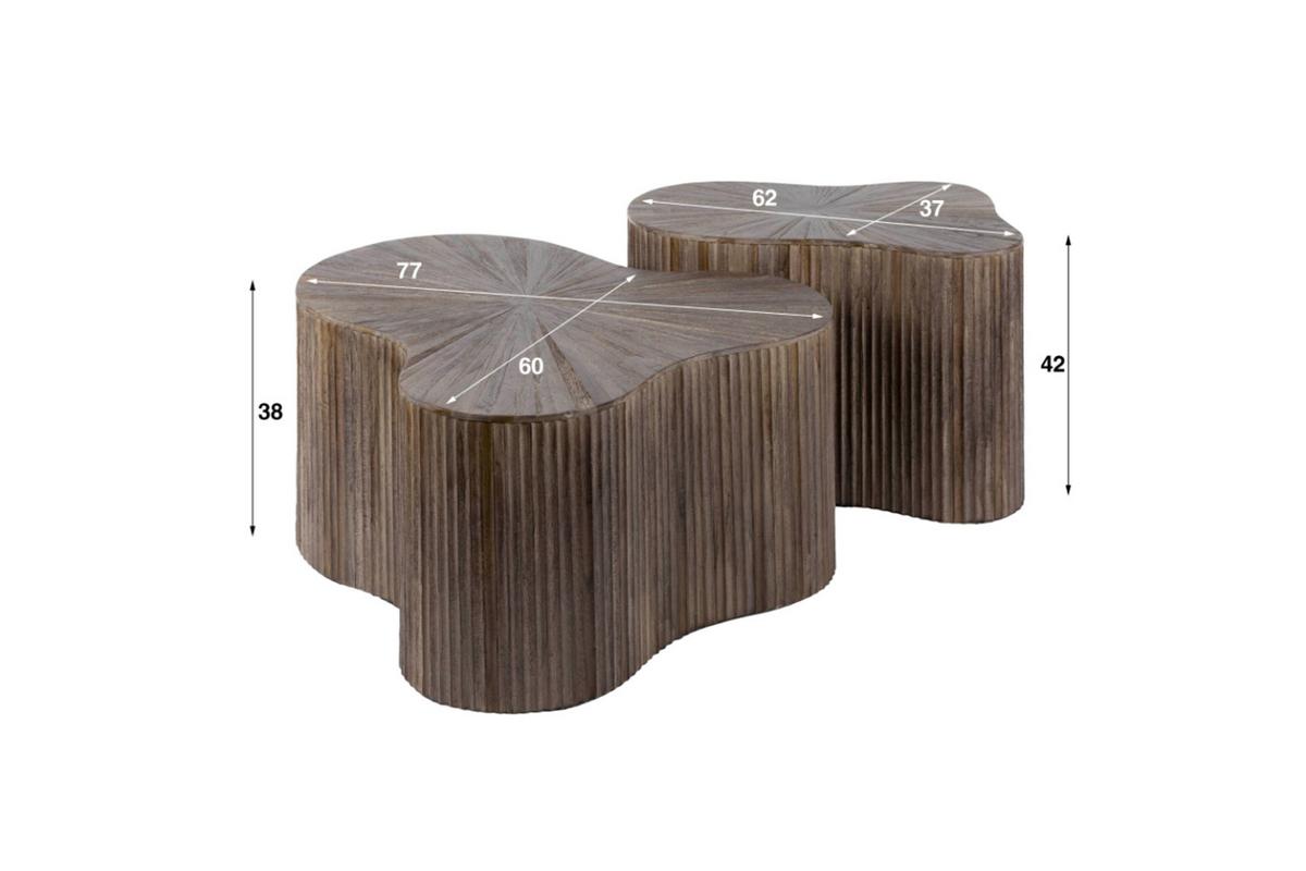 COUCHTISCH INKA 2ER SET Braun Teakholz - Braun, Teakholz/Holz (60/77/38cm) - KAWOLA