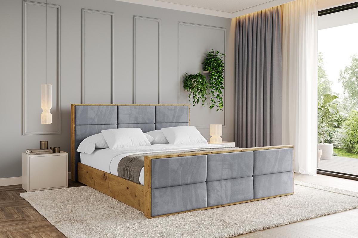 POLSTERBETT mit Bettkasten, Fußteil und Lattenrost, Boxbett ohne Matratze - ENZO1-Z 180x200 Grau - Grau, Holzwerkstoff/Textil (180/200cm) - ALTDECOR
