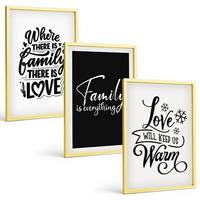 BILDER SET 3er Set - 40x60 cm Goldrahmen - Familie, Liebe, Wärme, Zuhause - Goldfarben, Kunststoff (40/60cm) - TULUP