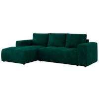 ECKSOFA MONIVA Dunkelgrün Velvet - Links - Dunkelgrün/Schwarz, Textil (164/266cm) - MKS
