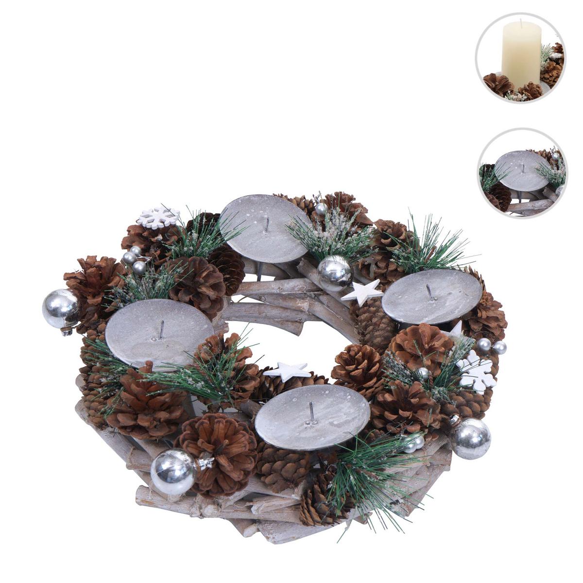 ADVENTSKRANZ MIT KERZEN Braun - Braun, Holz (10cm) - MCW