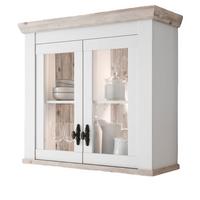HÄNGESCHRANK weiß Pinie Landhaus, Küchenschrank hängend 92 x 85 cm, Soft-Close - Schwarz/Weiß, Glas/Holzwerkstoff (92/85/34cm) - Furn.Design