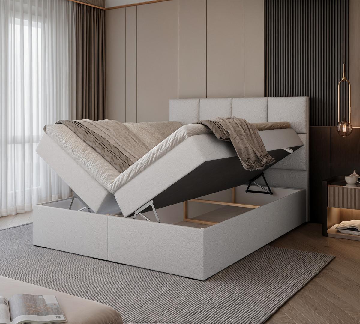 BOXBETT 120x200 cm mit Topper - Weiß, Textil (120/200cm) - Idohome