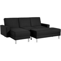 FUNKTIONSSOFA mit Hocker Katryna Flachgewebe schwarz - Schwarz, Kunststoff (144/92/230cm) - 58aufmkessel
