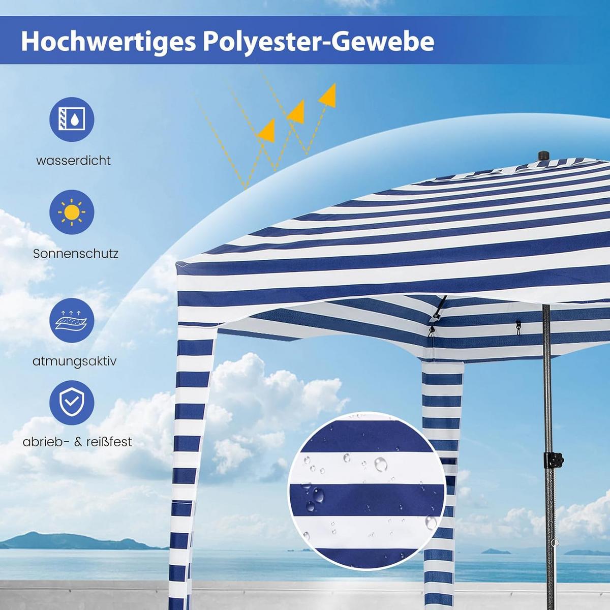 STRANDZELT Blau - Multicolor, Textil (183/240/183cm) - COSTWAY
