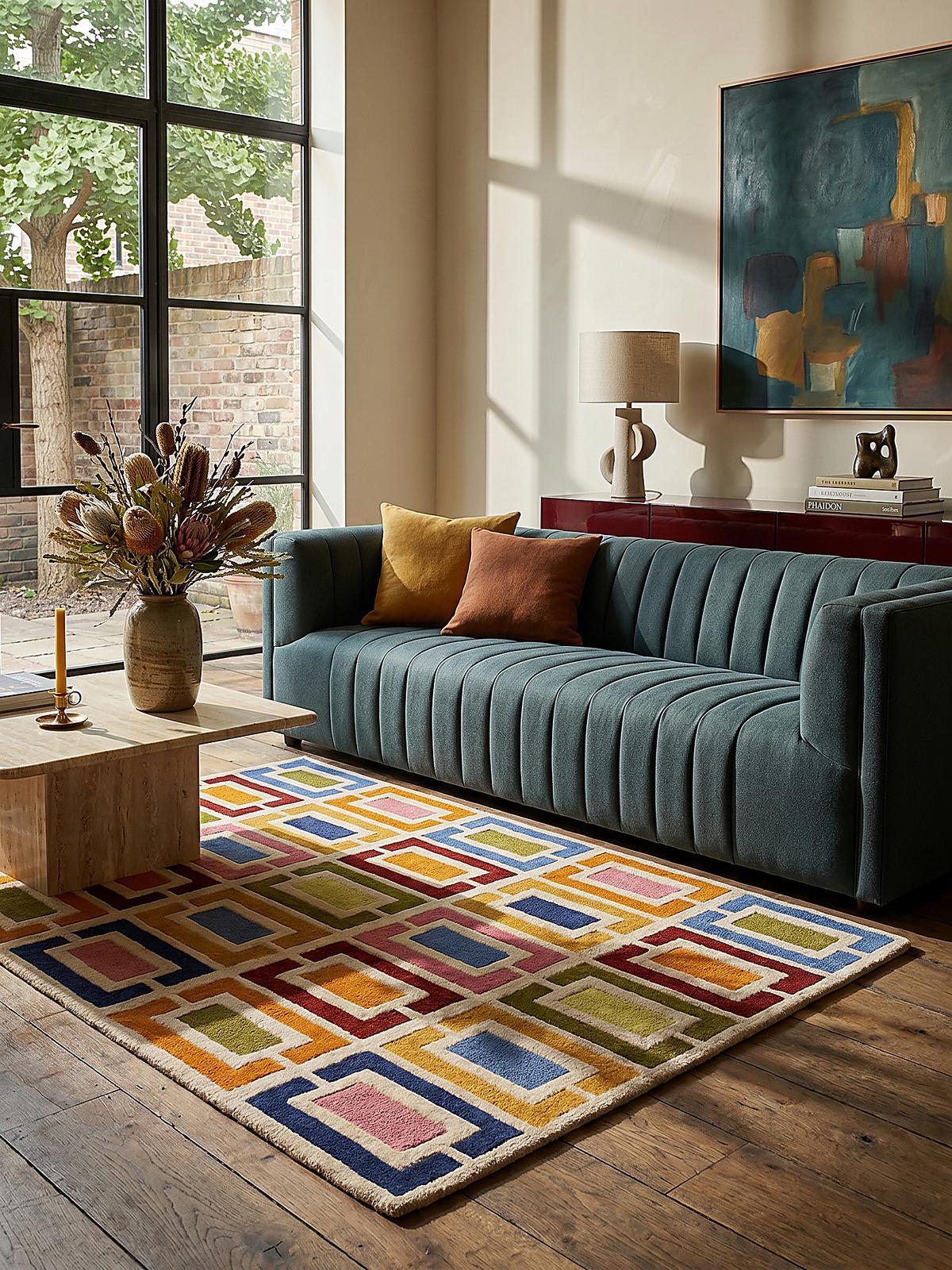 WOLLTEPPICH DERWENT, geometrisch, Orange-Bunt, 160 x 230 cm - Multicolor, Textil (230/160cm) - KADIMA DESIGN