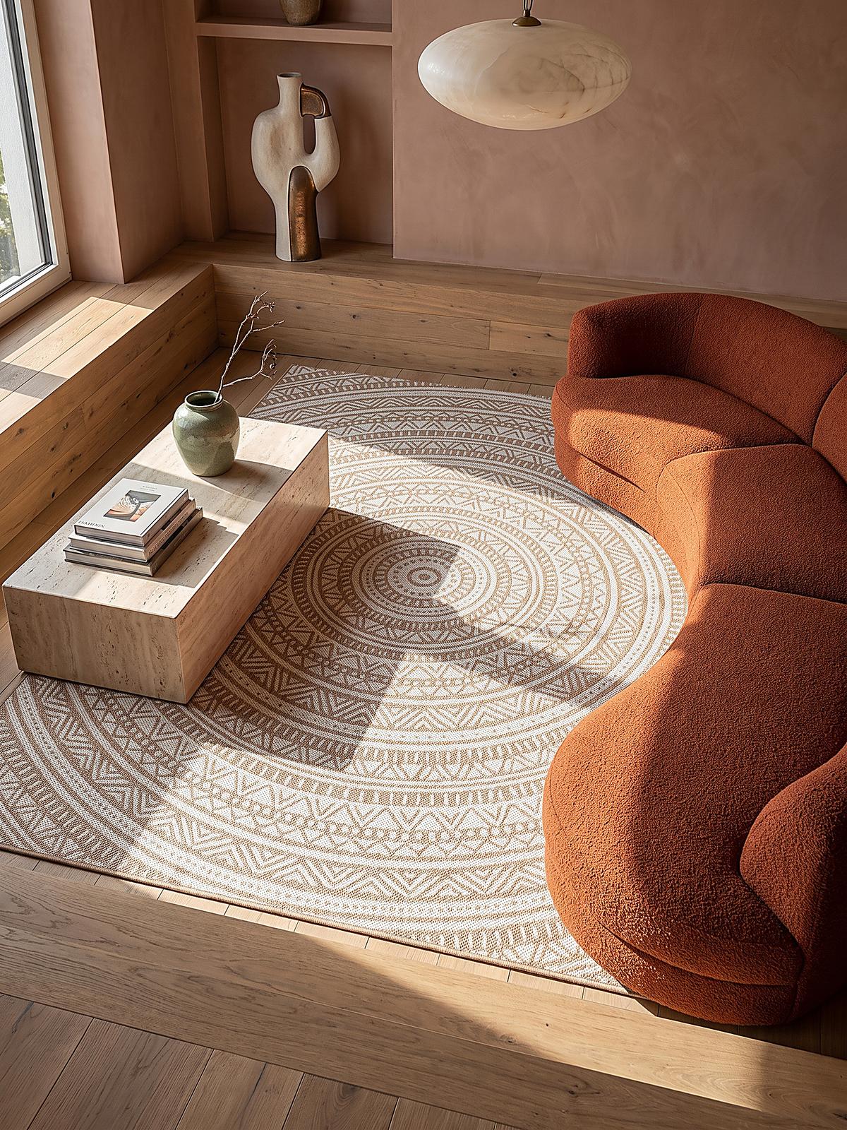 FLACHWEBTEPPICH Orientalisch BORNO Polypropylen Natur 160 x 220 cm - Beige, Textil (160/220cm) - KADIMA DESIGN