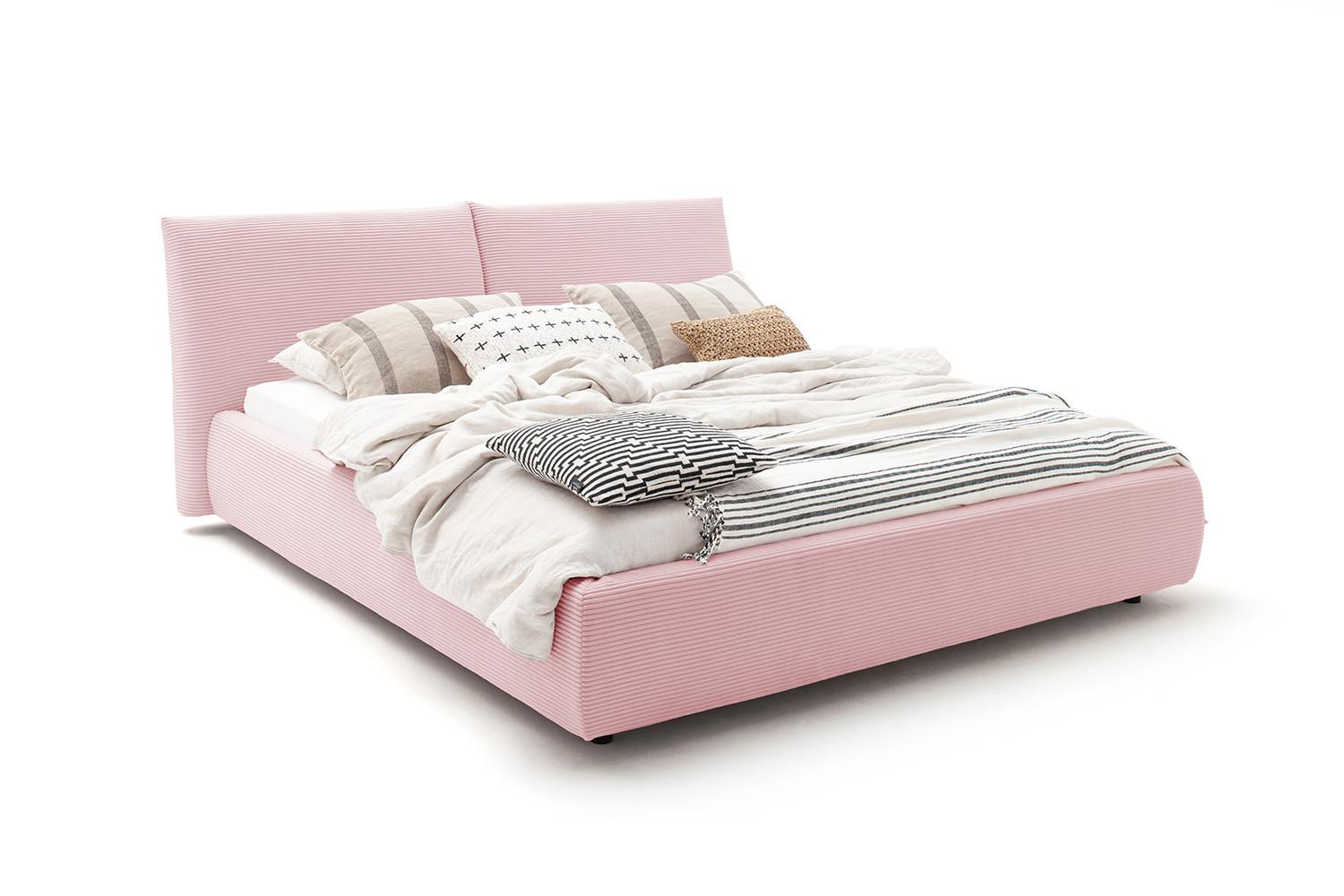 POLSTERBETT HENRY Pink Cord - Rosa, Textil (160/200cm) - KAWOLA