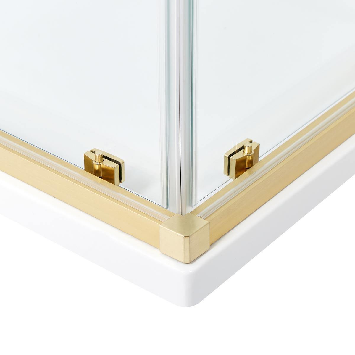 DUSCHKABINE 80/80/185 cm Gold Tela - Transparent/Goldfarben, Glas (80/80/185cm) - Beliani
