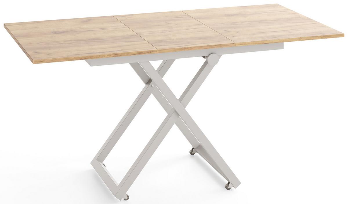 COUCHTISCH Axen höhenverstellbar ausziehbar, Eiche Braun 120-160/80/38-75 cm - Kaschmir/Eiche Wotan, Holzwerkstoff/Metall (80/160/75cm) - WFL GROUP