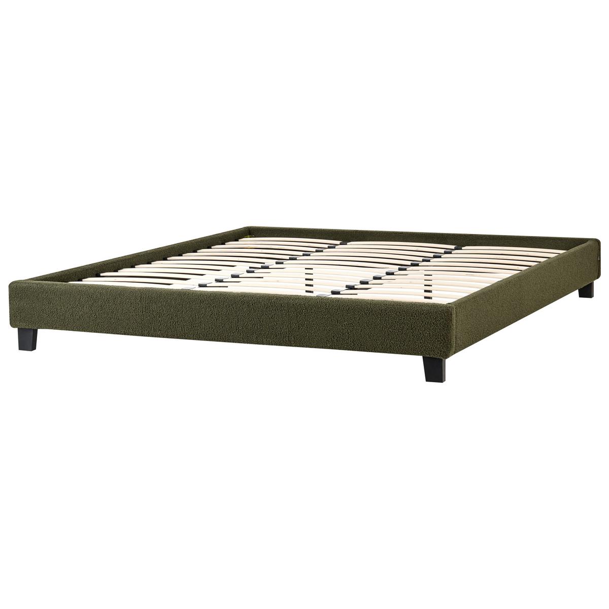 BETT 180/200 cm Dunkelgrün Roanne - Dunkelgrün/Braun, Textil (180/200cm) - Beliani