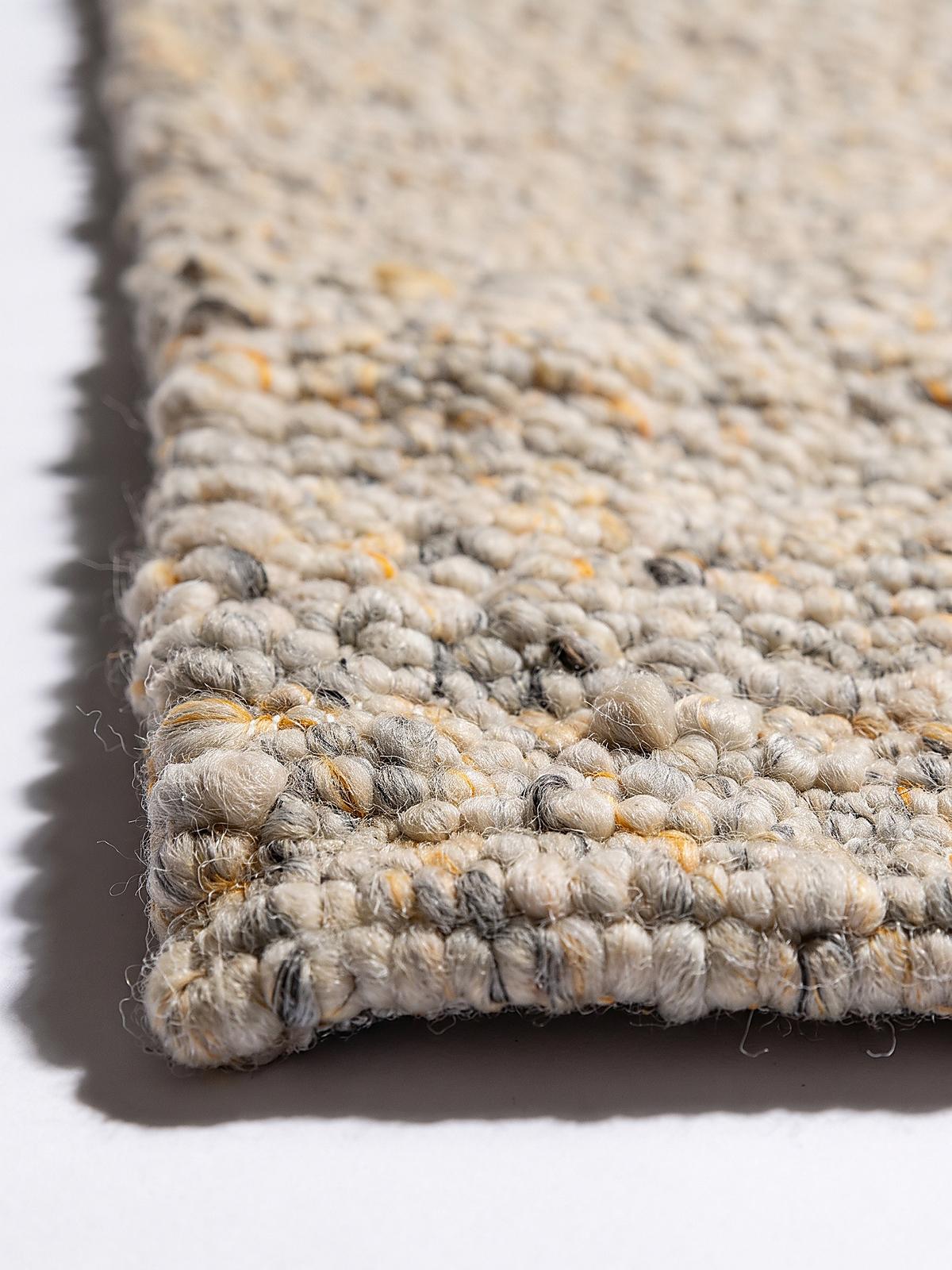 KURZFLORTEPPICH handgewebt GLAVEN, Bouclé-Struktur, Gelb-Grau, 120 x 170 cm - Gelb, Textil (120/170cm) - KADIMA DESIGN