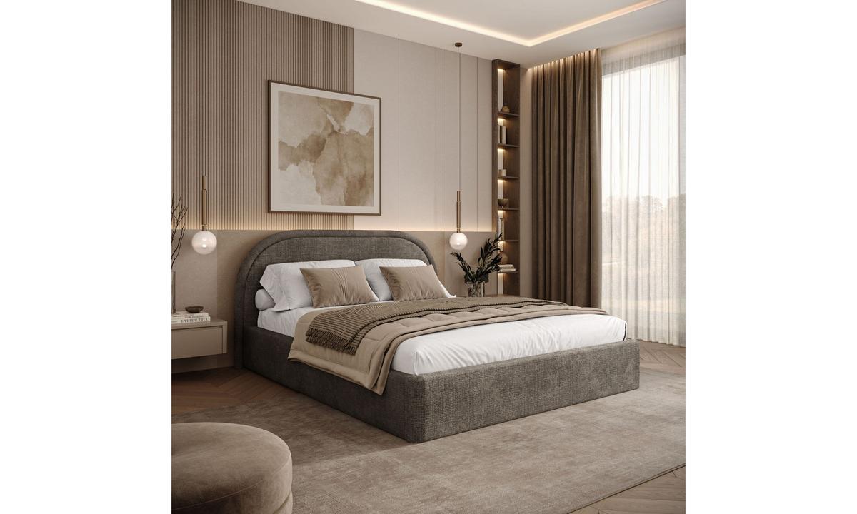POLSTERBETT OLIVIA 140x200 cm Crem 24 34 Holzlatten - Taupe, Textil (140/200cm) - Lookway