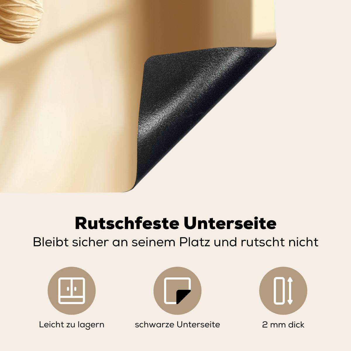HERDABDECKPLATTE Beige - Osterkuchen - Eier Induktionsmatte 77x51 cm - Beige, Kunststoff (77/51/0.2cm) - MuchoWow