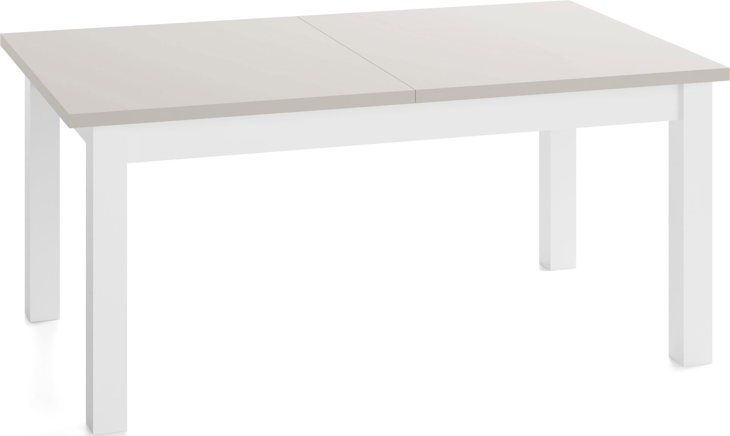 ESSTISCH Lindberg Weiß ausziehbar verlängerbar rechteckig, Kaschmir 140-180/80/77 cm - Kaschmir/Beige, Holz/Holzwerkstoff (80/180/76.5cm) - WFL GROUP