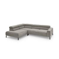 ECKSOFA MIT MOTORISCHEM SITZVORZUG DELIA Grau Cord Relaxfunktion - Schwarz/Grau, Textil/Metall (276/219cm) - KAWOLA