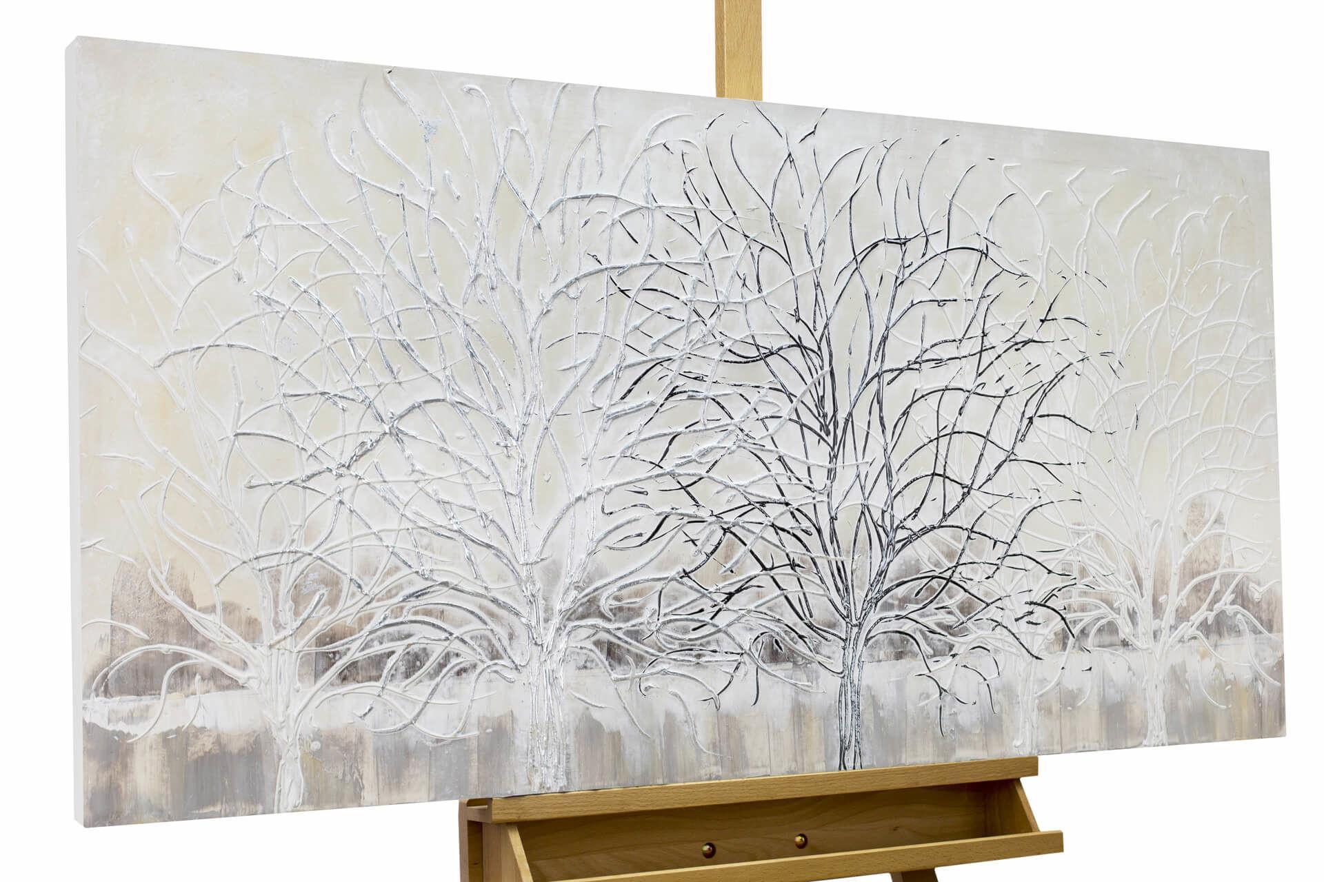 ACRYLBILD HANDGEMALT 120/60 cm - Beige/Weiß, Holz/Textil (120/60cm) - KUNSTLOFT