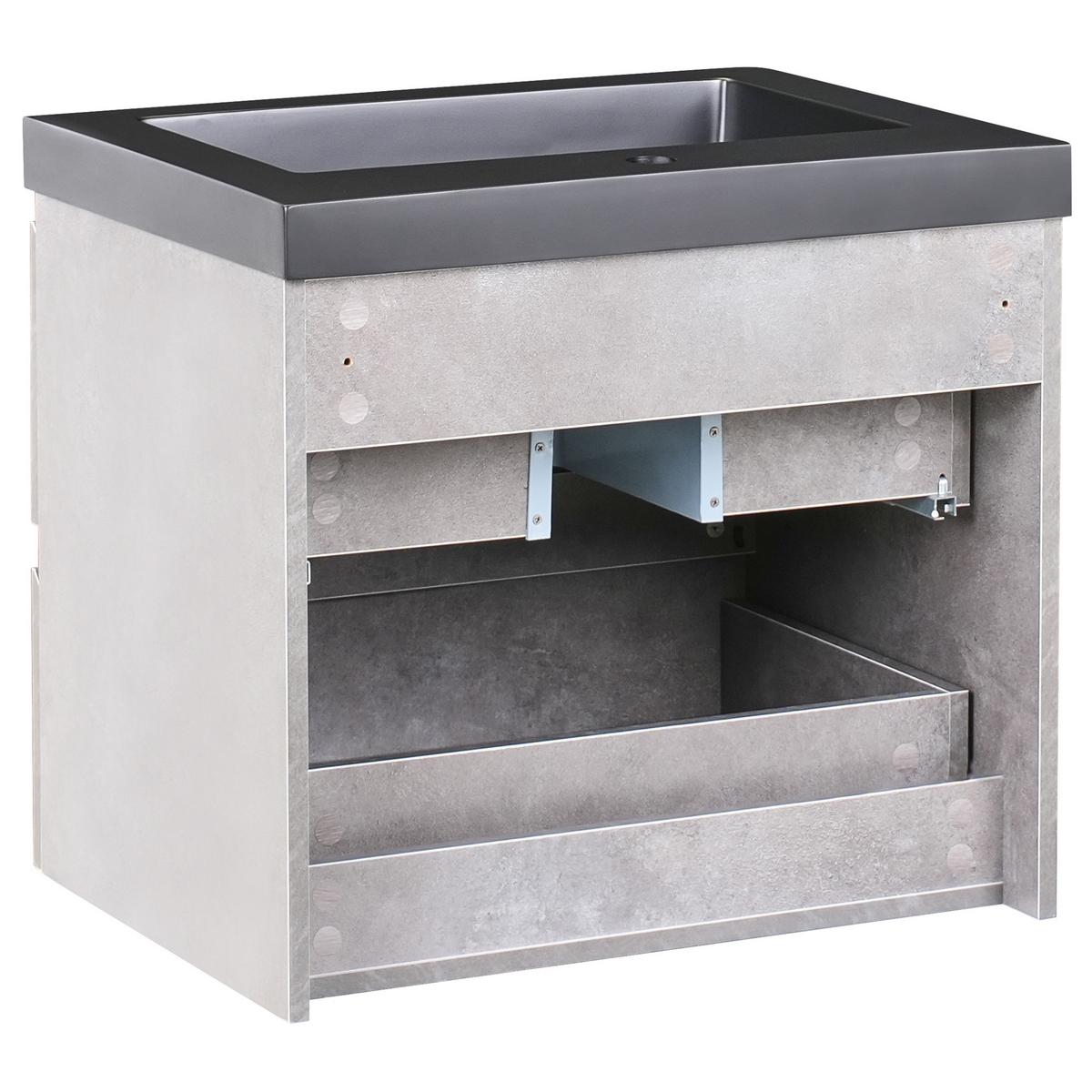 WASCHBECKENUNTERSCHRANK wandmontiertk mit Waschbecken Grau Cardiel - Grau, Holzwerkstoff (60/55/74cm) - Beliani