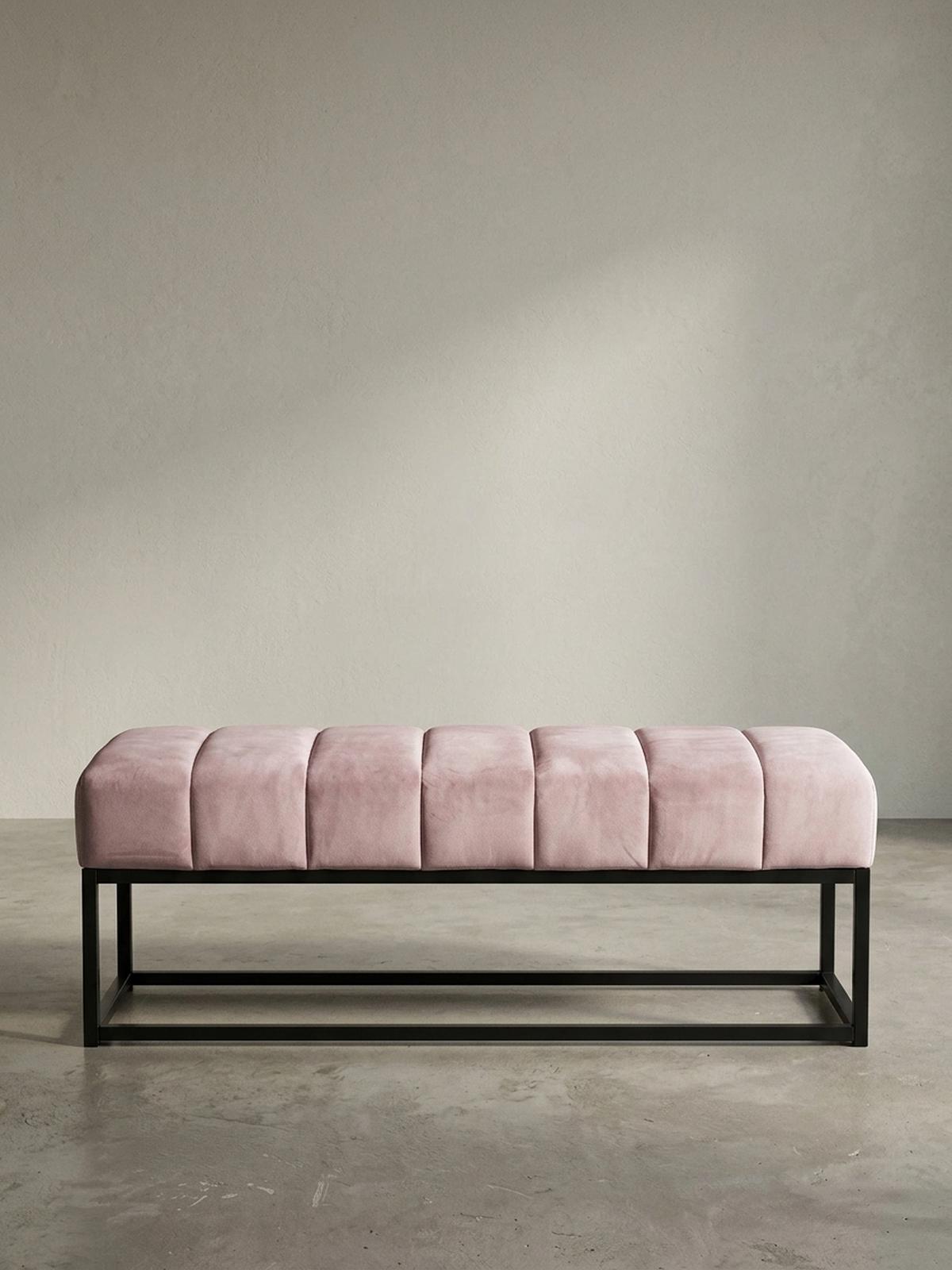 SITZBANK Samt Metallgestell gepolstert, Rosa 108x40x40 cm - Pink/Schwarz, Textil/Metall (108/40/40cm) - KADIMA DESIGN