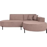 ECKSOFA Hana Loft 3-Sitzer Ecke Rechts, Cordstoff Chenille, Altrosa Rosa 241/80/168 cm - Schwarz/Rosa, Textil/Metall (241/168cm) - WFL GROUP