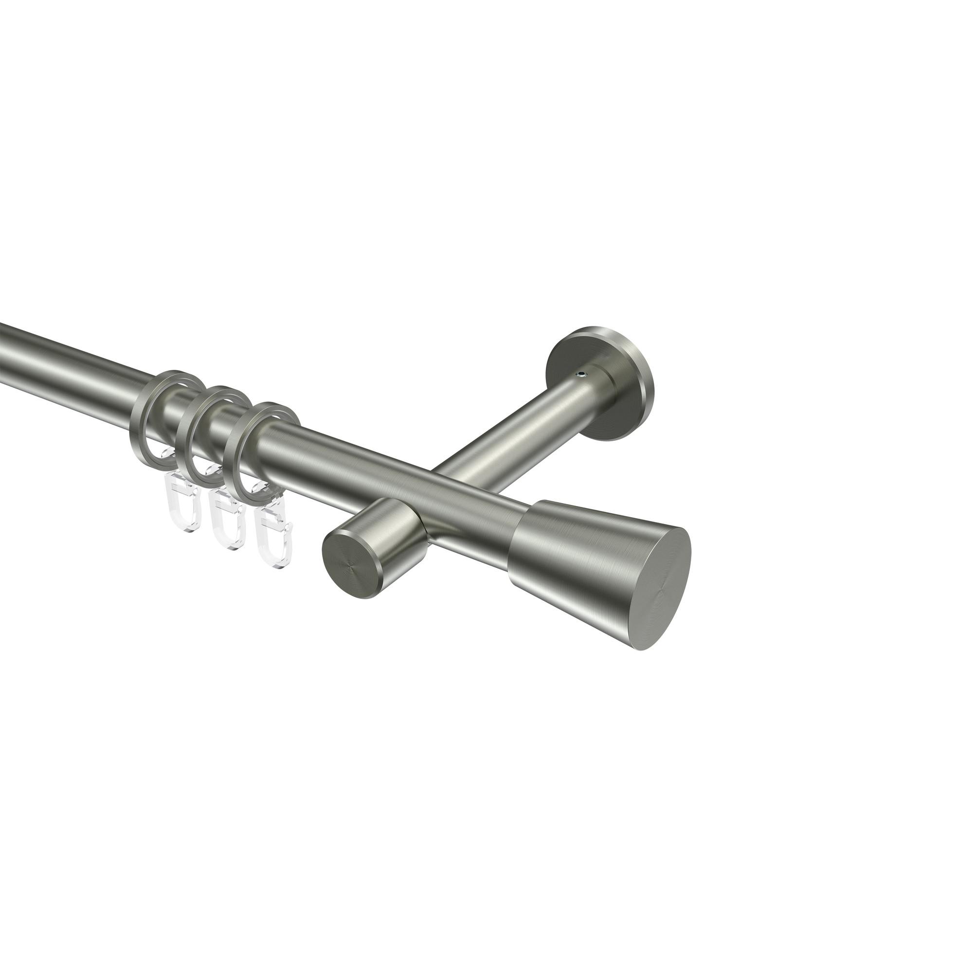 GARDINENSTANGE Prestige Sitra 260 cm (geteilt in 2 x 130 cm), 1-läufig, 20 mm Ø Edelstahl-Optik - Edelstahlfarben, Metall (260cm) - INTERDECO