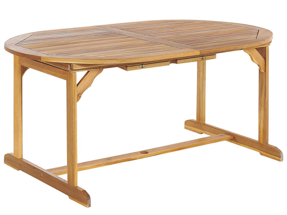 GARTENTISCH-SET 8-Sitzer Heller Holzfarbton Maui II - Hellbraun, Holz - Beliani