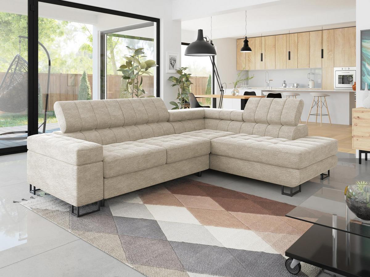 ECKSOFA Laris, Seite: Rechts - Champagner/Schwarz, Holz/Textil (271/203cm) - MIRJAN24