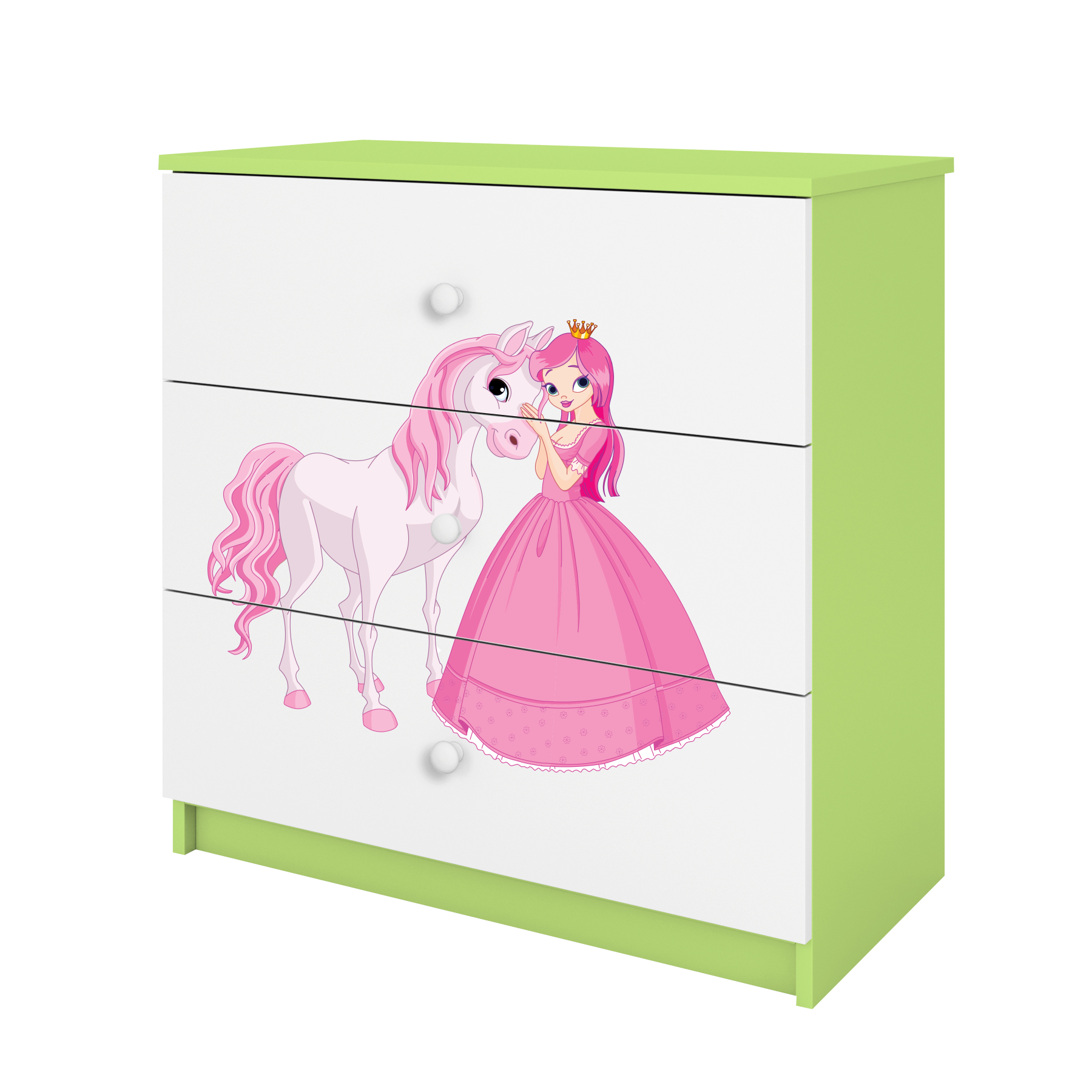 KOMMODE Babydreams Prinzessin Pferd 81/81/41 - Grün, Holzwerkstoff (81/81/41cm) - RAUMHIRSCH FURNITURE