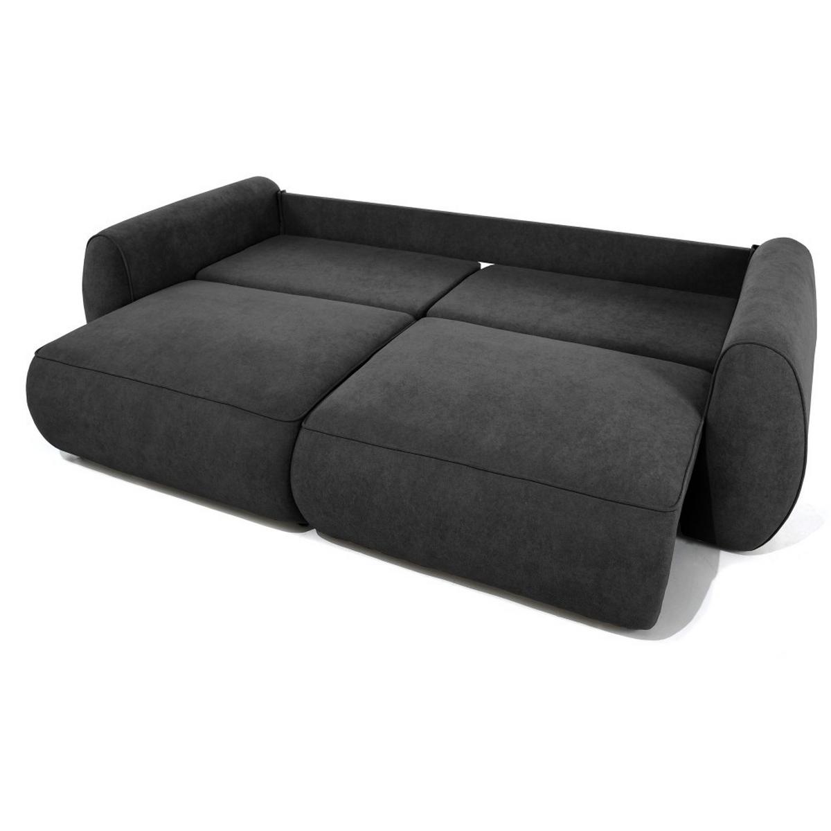 3-SITZER Schlafsofa Bravo mit Eckfunktion, mit zwei Bettkasten, Schwarz - Schwarz, Textil (257/96/110cm) - Beautysofa