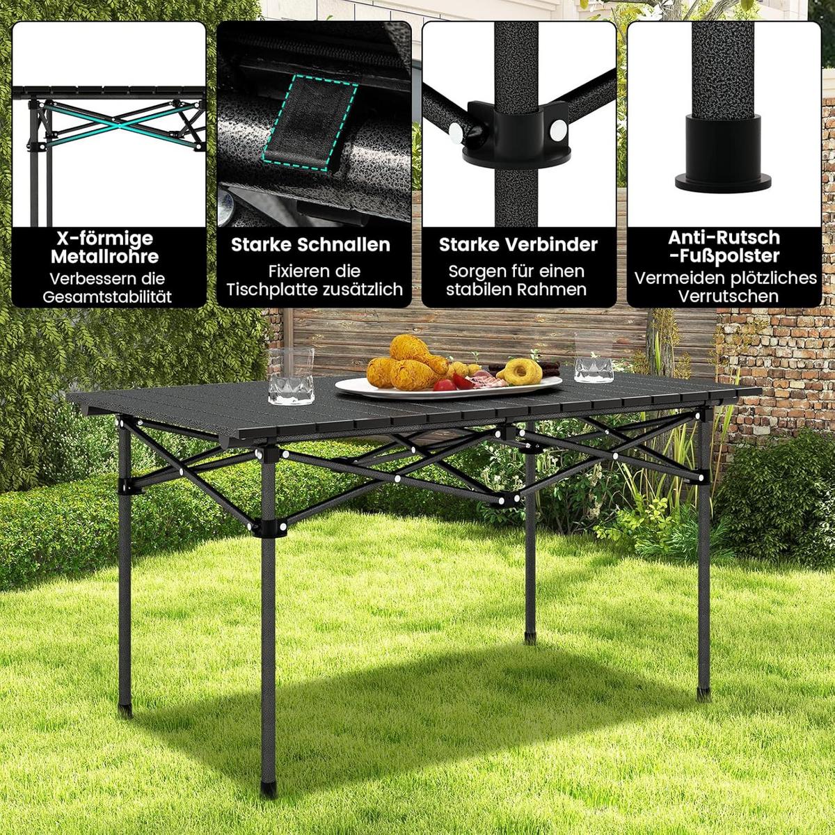 CAMPINGTISCH Schwarz - Schwarz, Metall (55/95/50cm) - COSTWAY